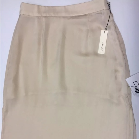 Capulet Cream Chiffon High Waist Slit Maxi Skirt - Picture 8 of 9